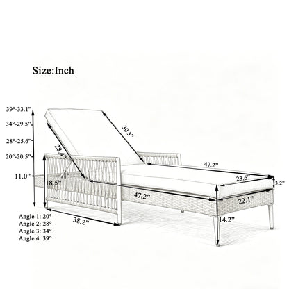 Durable PE Rattan Chaise and Outdoor Patio Set