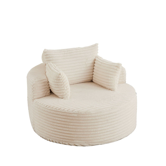 Modern single sofa with backrest pillows in cream corduroy upholstery by HouseOfZazla on Tampa Home & Garden Store
