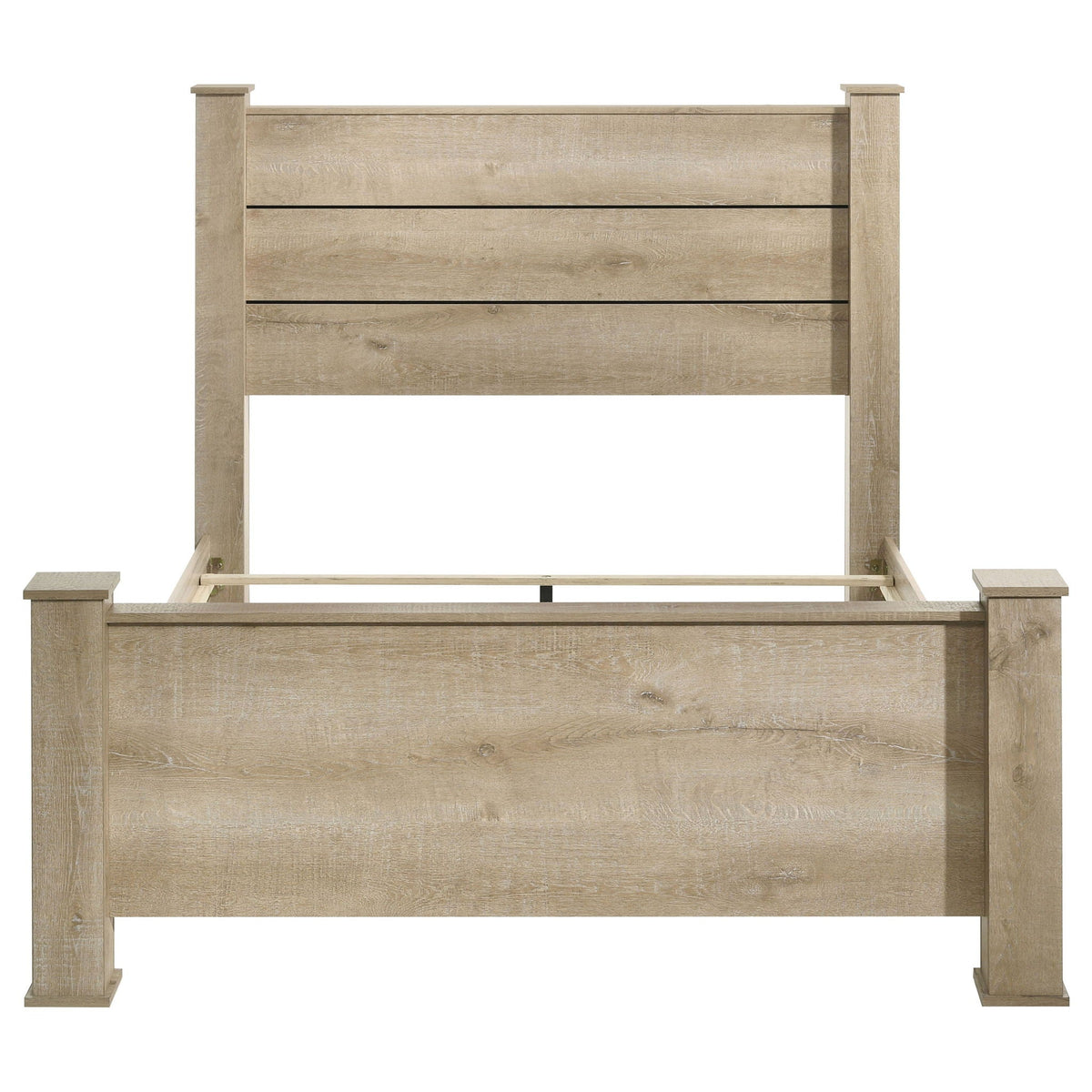 Sansome Queen Panel Bed in oak finish with three-panel headboard by HouseOfZazla on Tampa Home & Garden Store