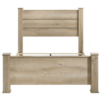 Sansome Queen Panel Bed in oak finish with three-panel headboard by HouseOfZazla on Tampa Home & Garden Store