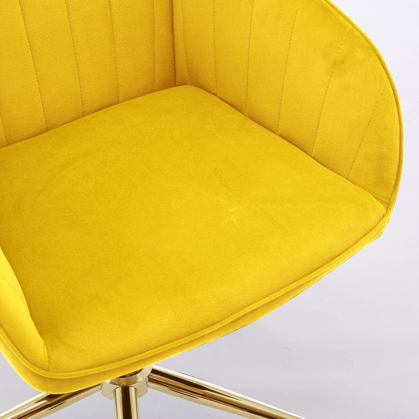 Adjustable Ergonomic Swivel Office Chair in yellow fabric with a gold metal base on Tampa Home & Garden Store
