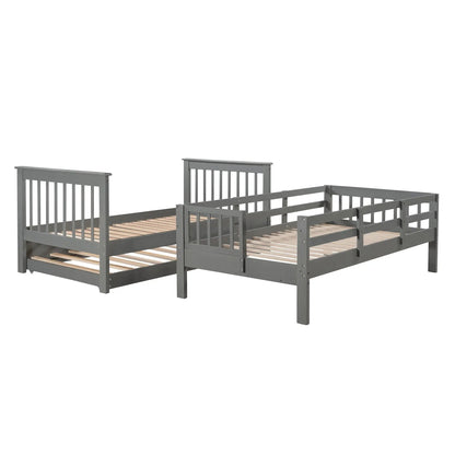 Stairway Bunk Bed with Storage and Guard Rail
