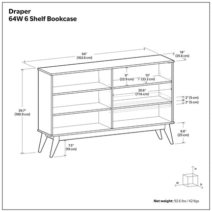 Draper Handcrafted Low Bookcase in Solid Wood