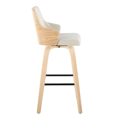 Stella Contemporary Fixed-Height Barstool beige upholstered seat with natural wood frame on Tampa Home & Garden Store