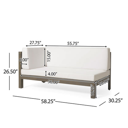 Brava X-Back 4-Piece White Outdoor Sofa Set with white cushions and metal frame on Tampa Home & Garden Store