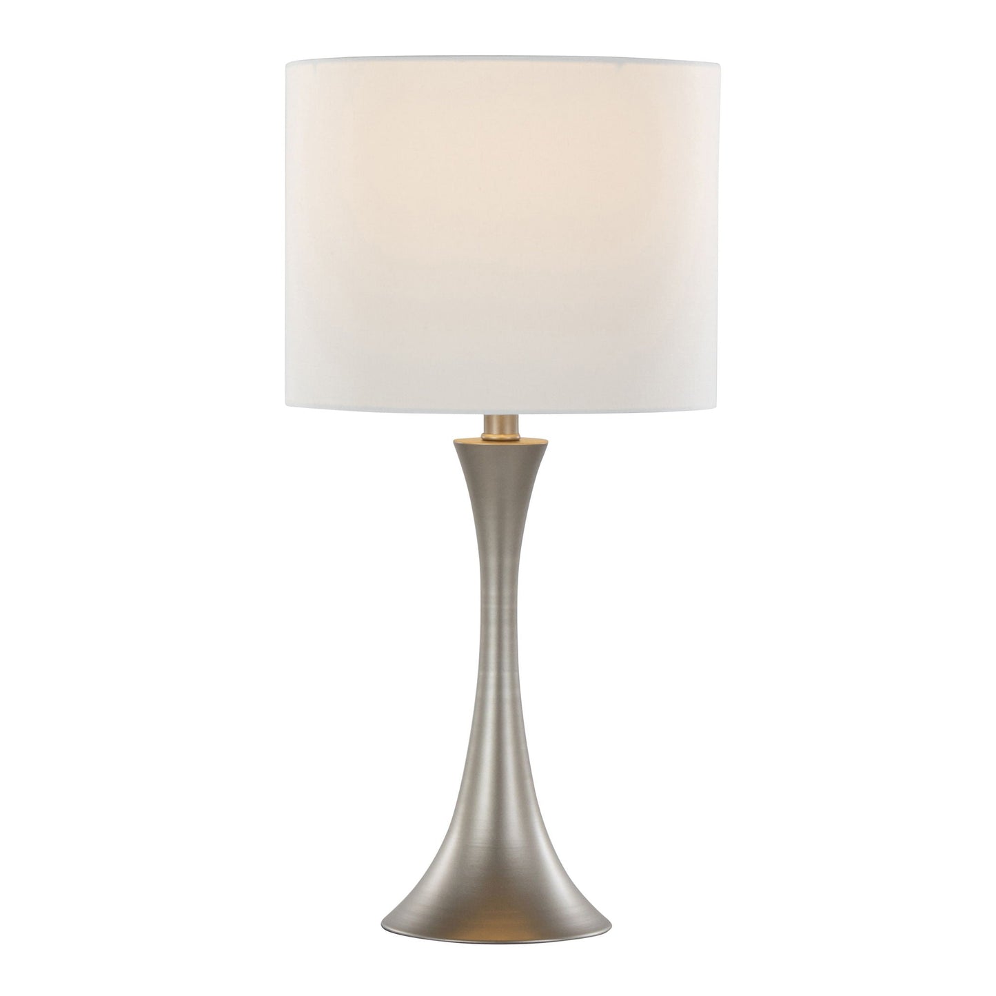 Lenuxe contemporary table lamp set of 2 featuring beige fabric shade and brushed metal base on Tampa Home & Garden Store