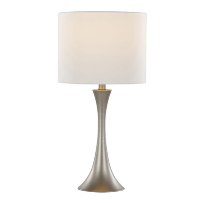 Lenuxe contemporary table lamp set of 2 featuring beige fabric shade and brushed metal base on Tampa Home & Garden Store