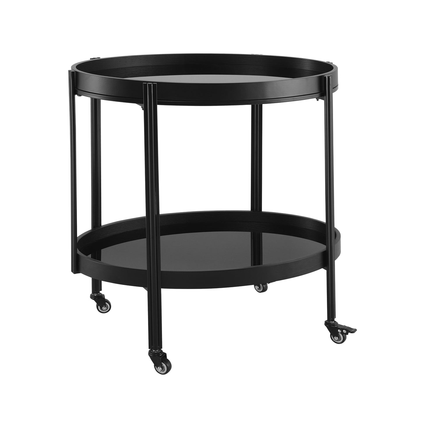 Oval Kitchen Island and Bar Cart With Glass Top