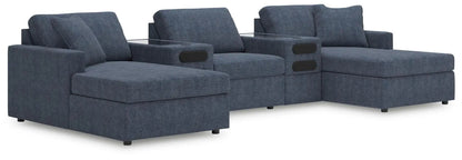 Modmax Sectional Ink blue upholstery with glass top console and cupholders Unique Piece Furniture on Tampa Home & Garden Store