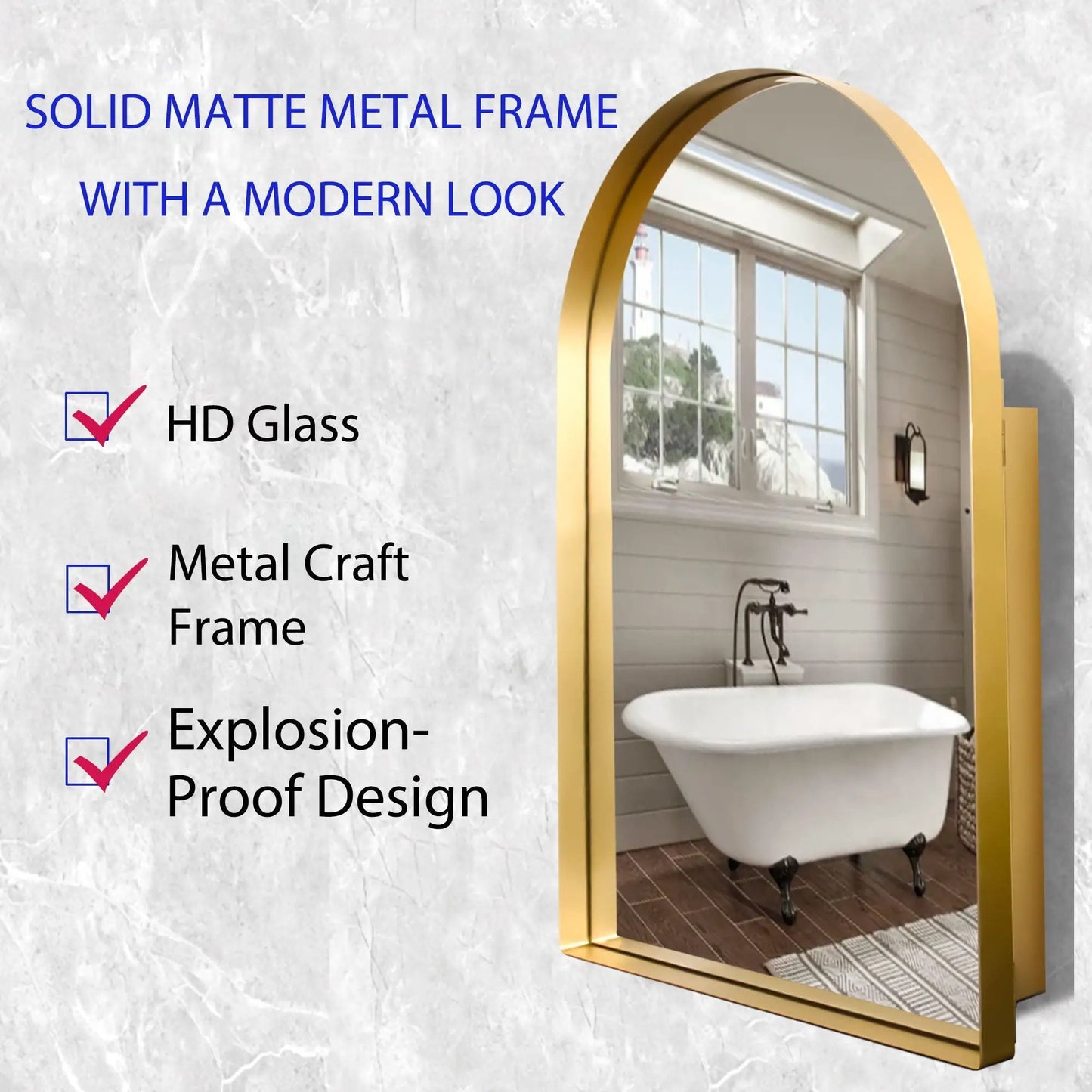 Arched Recessed Medicine Cabinet with Mirror