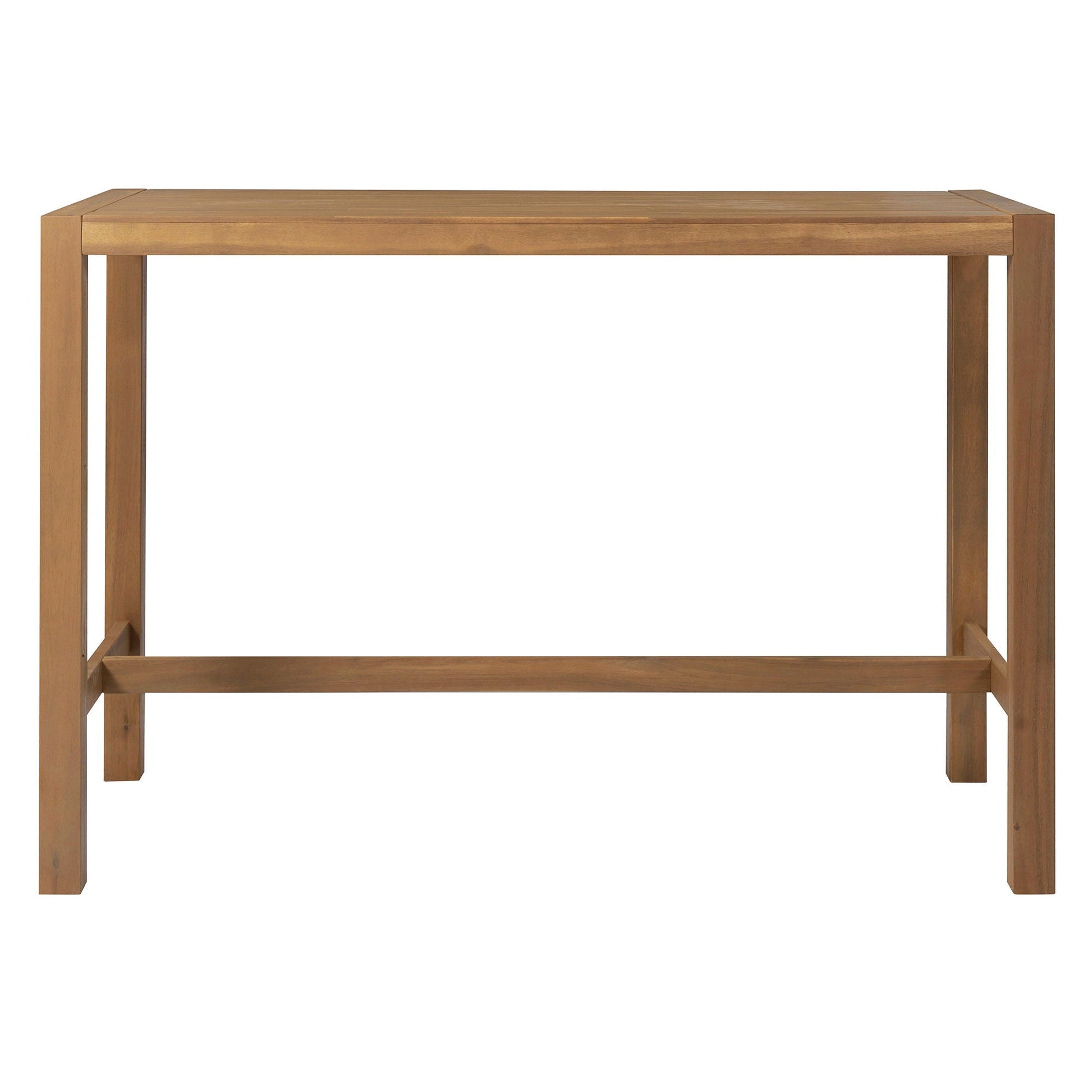 Patio bar table frame in warm brown wood with square legs for a 5-piece outdoor set on Tampa Home & Garden Store