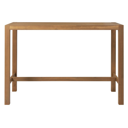 Patio bar table frame in warm brown wood with square legs for a 5-piece outdoor set on Tampa Home & Garden Store
