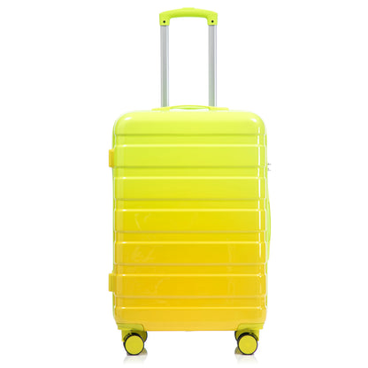3-piece neon yellow hard-shell luggage set with silver telescoping handle and spinner wheels on Tampa Home & Garden Store