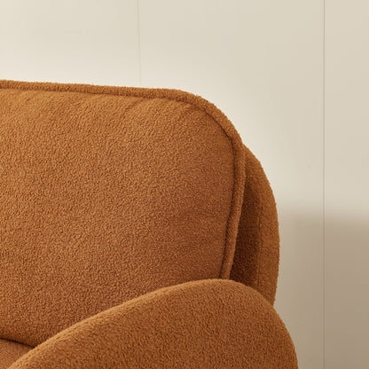 Loveseat sofa brown sherpa fabric upholstery close-up texture on Tampa Home & Garden Store