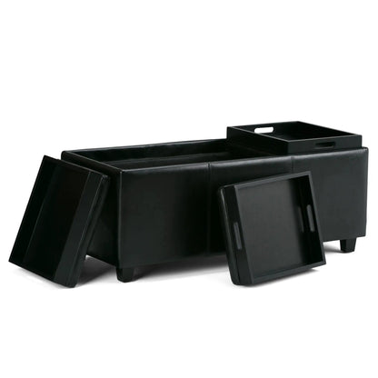 Avalon Upholstered Storage Ottoman With Trays