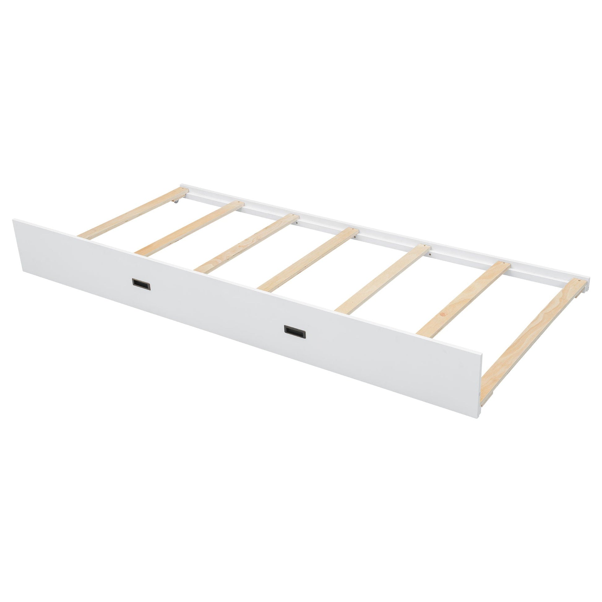 Sturdy bunk bed frame by HouseOfZazla, white finish with natural wood slats on Tampa Home & Garden Store