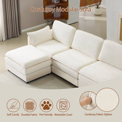 Plush Cloud Corduroy Sofa and the Footstool Set
