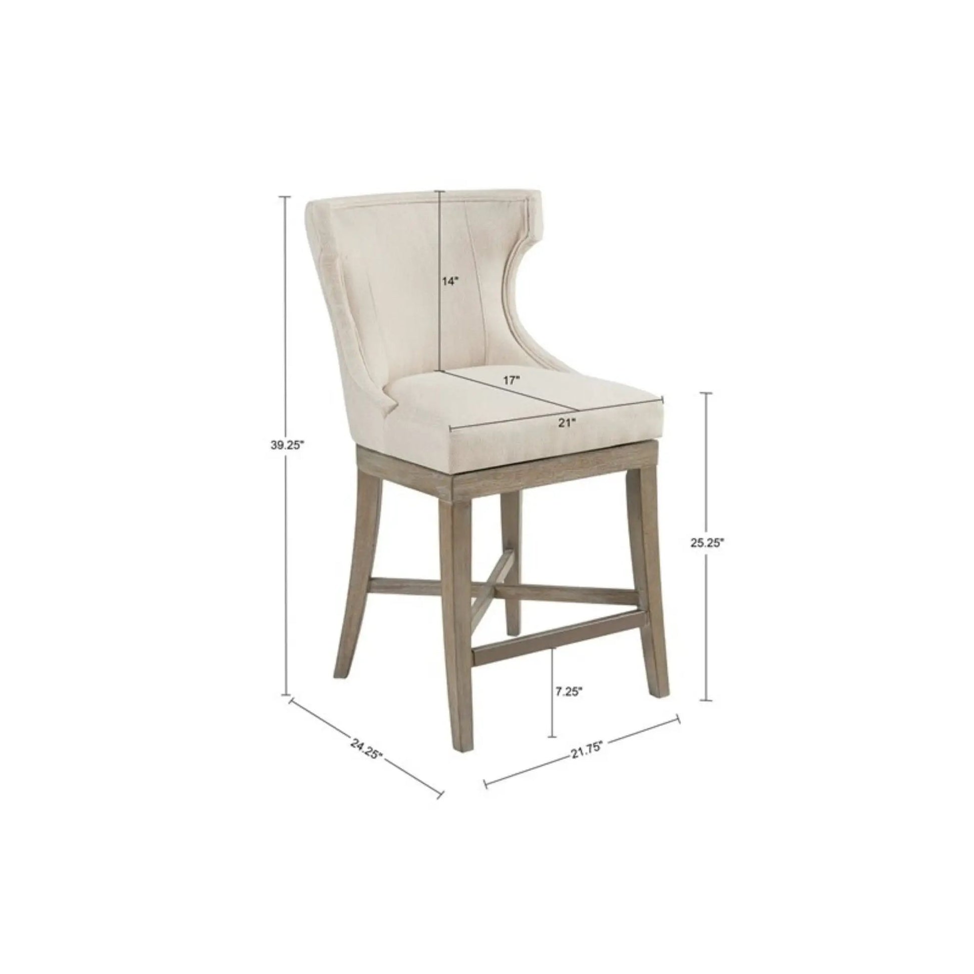 Carson counter stool with swivel seat, beige upholstery and wood legs Unique Piece Furniture on Tampa Home & Garden Store