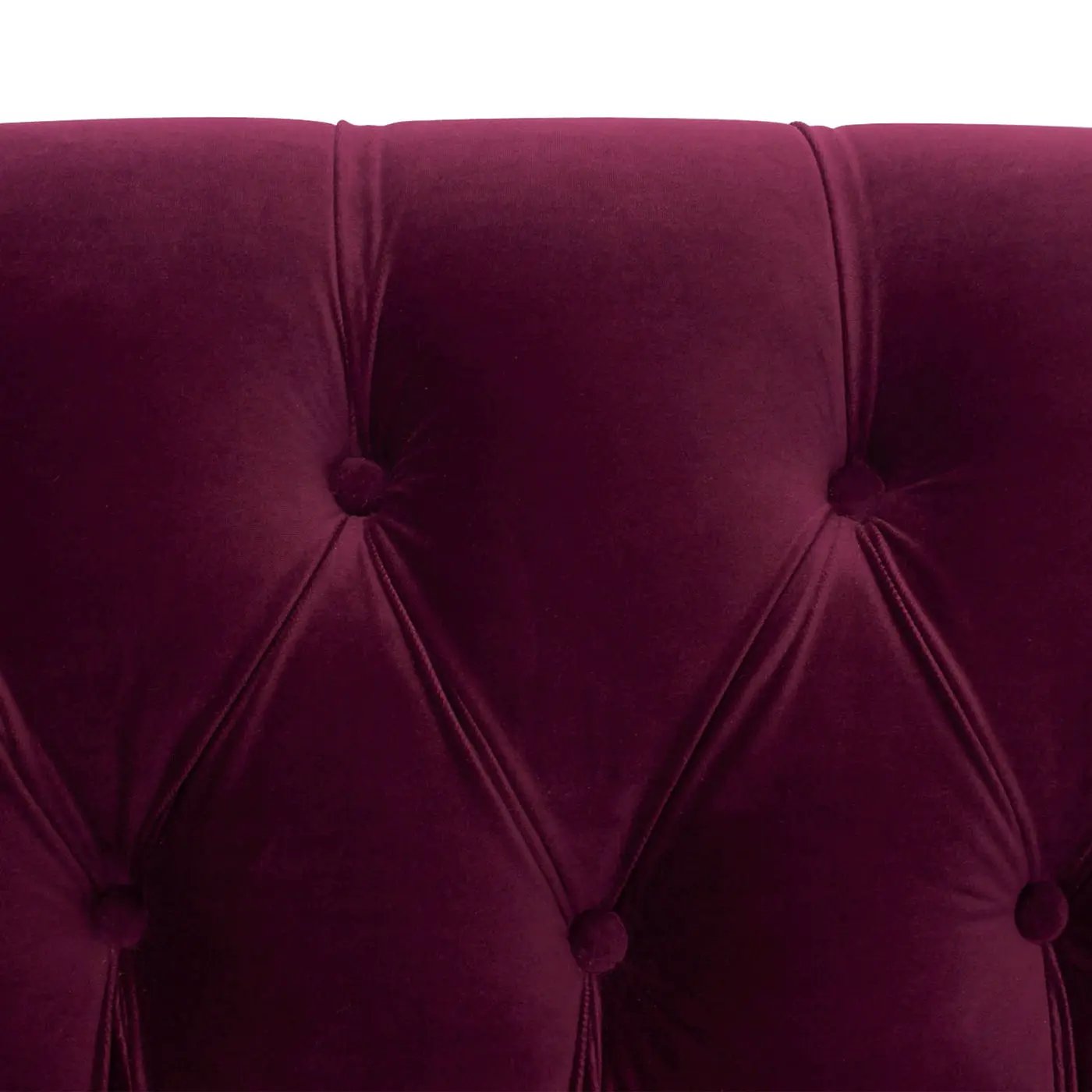 La Rosa Victorian Chesterfield Tufted Sofa in burgundy velvet with button tufting on Tampa Home & Garden Store