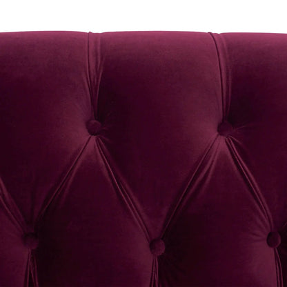 La Rosa Victorian Chesterfield Tufted Sofa in burgundy velvet with button tufting on Tampa Home & Garden Store
