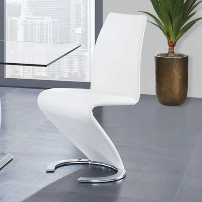Marcus Horseshoe Dining Chairs set of 2 white upholstered with chrome pedestal base on Tampa Home & Garden Store