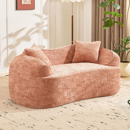 Curved 2 Person Sofa with Armrests and Pillows