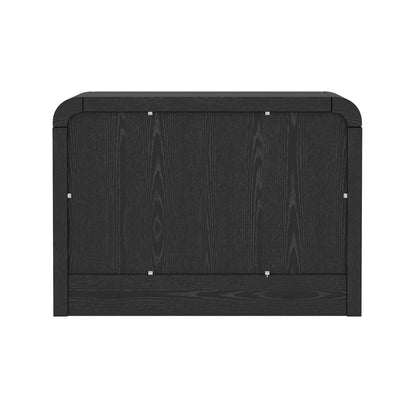 Nightstand two-drawer solid wood with dark black finish and curved edges on Tampa Home & Garden Store