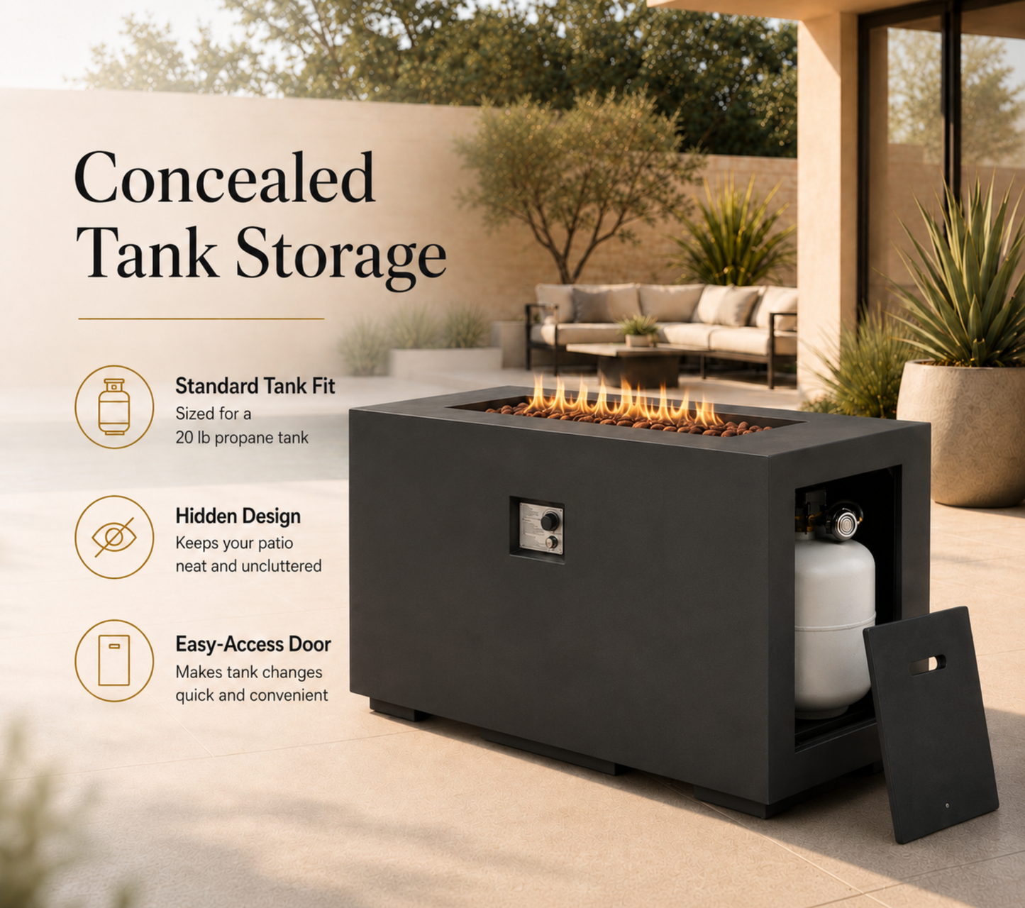 42 Inch Outdoor Fire Pit Table and Concrete Base