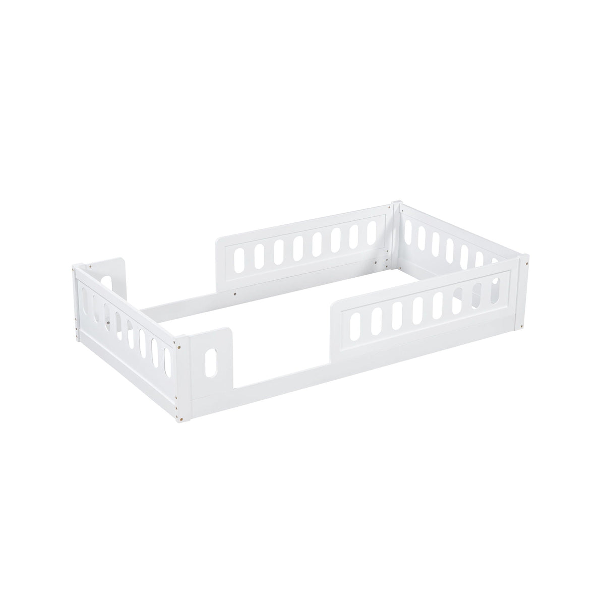 Platform Bed With Guardrail white wooden frame HouseOfZazla on Tampa Home & Garden Store