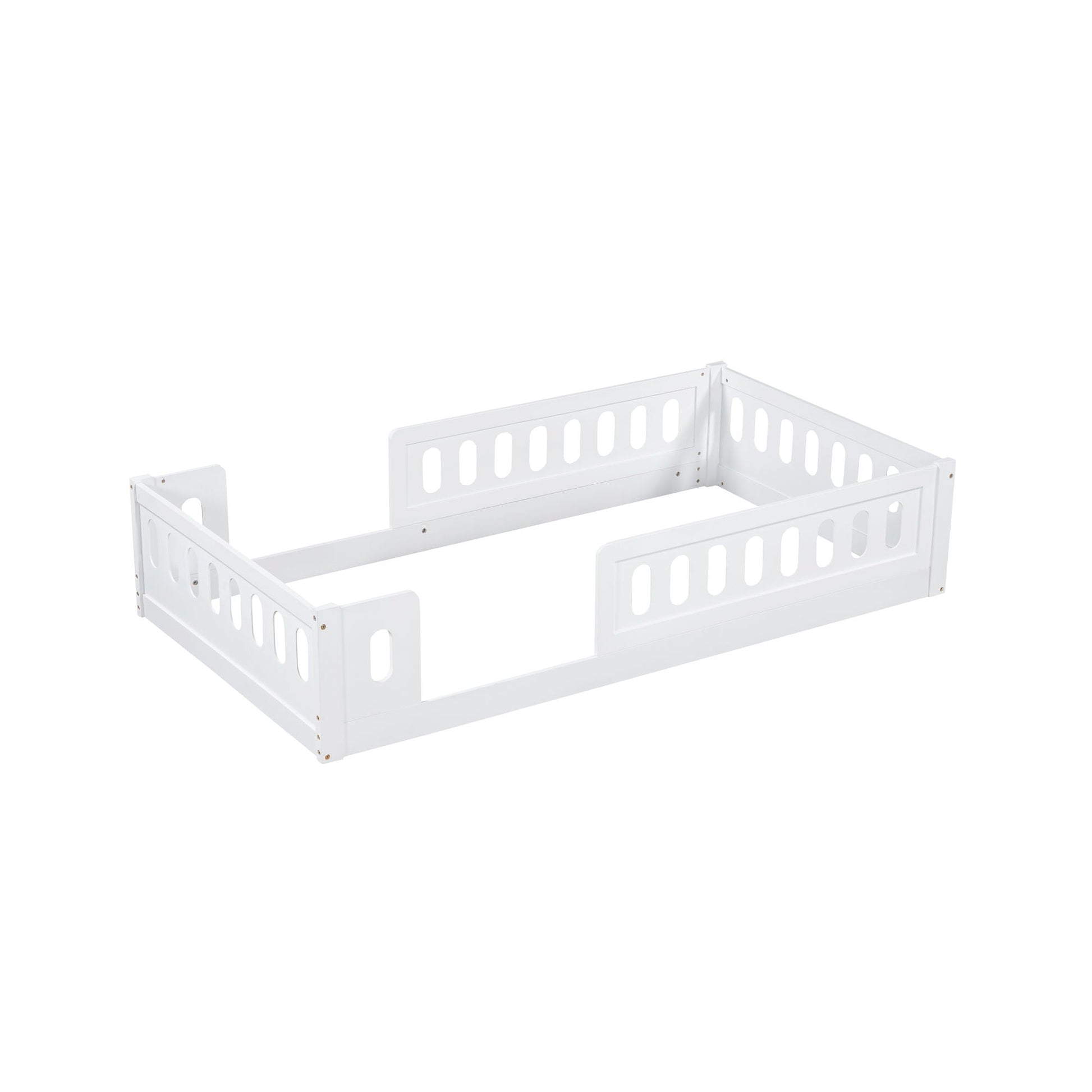 Platform Bed With Guardrail white wooden frame HouseOfZazla on Tampa Home & Garden Store