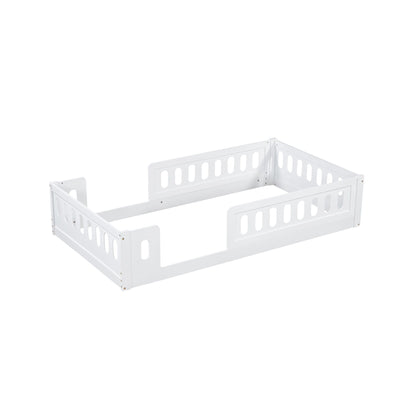 Platform Bed With Guardrail white wooden frame HouseOfZazla on Tampa Home & Garden Store