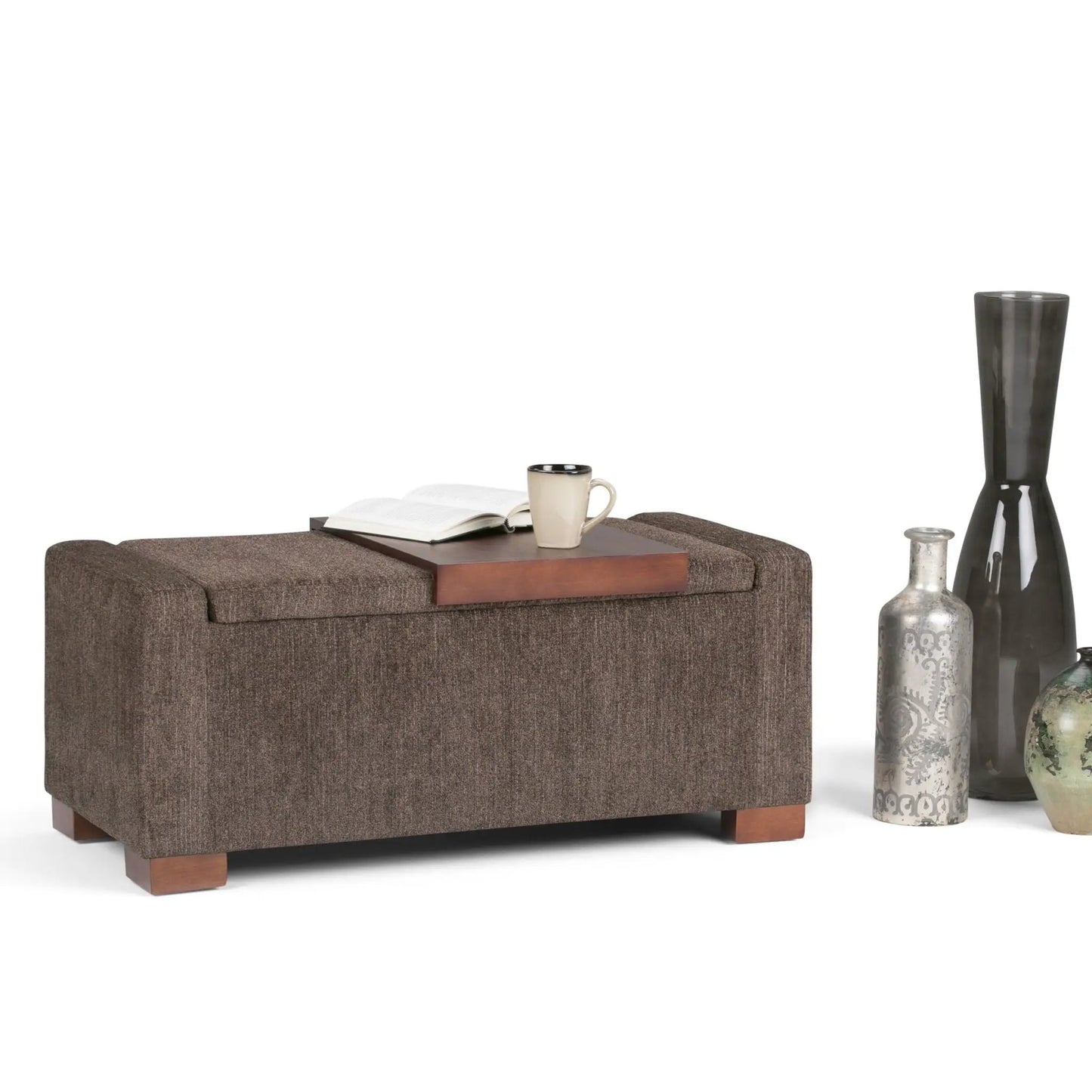 Bretton Lift Top Storage Ottoman Deep Umber