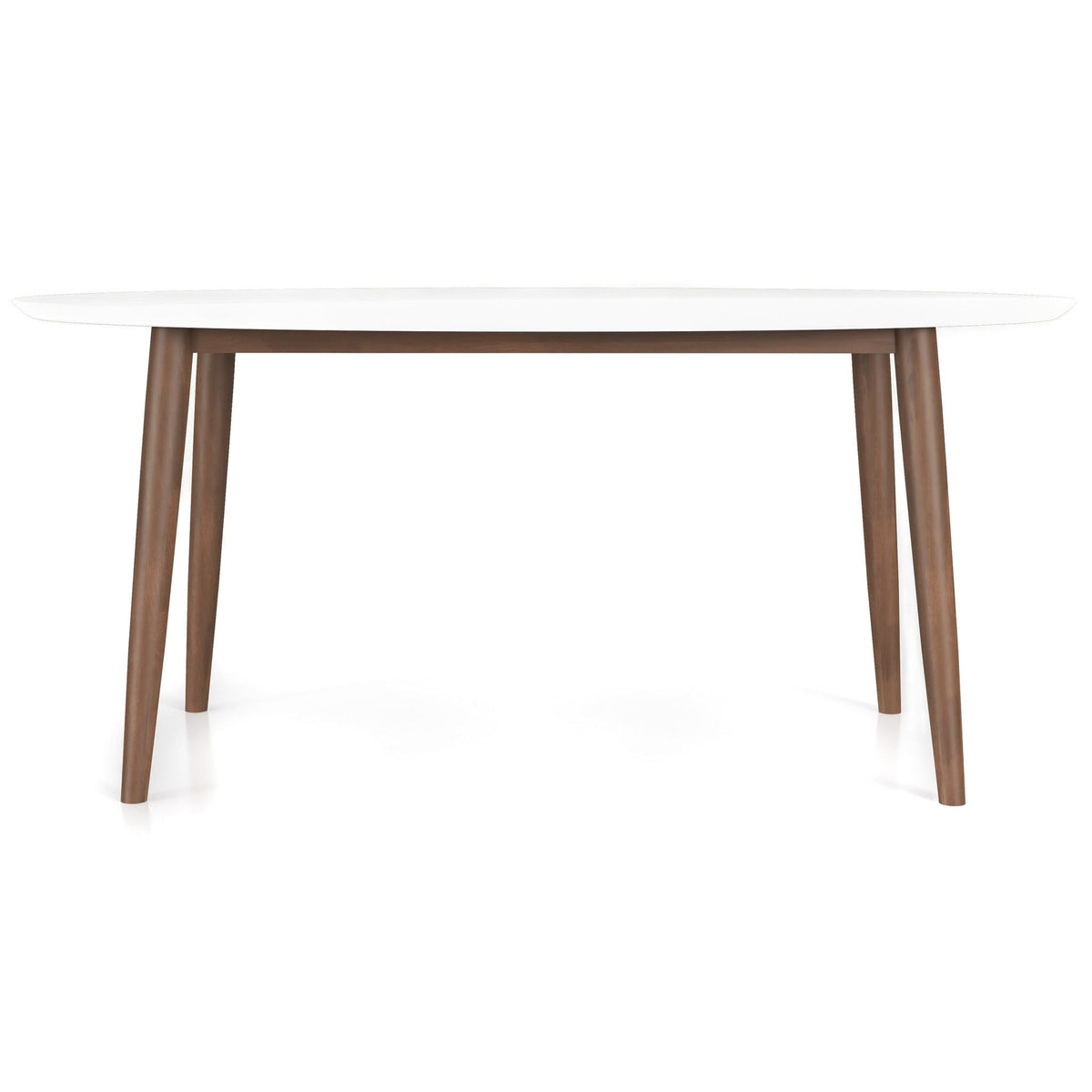 Mid-Century Modern oval dining table white top with solid wood legs HouseOfZazla on Tampa Home & Garden Store.