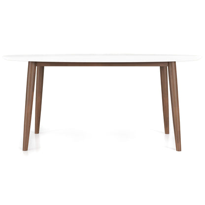 Mid-Century Modern oval dining table white top with solid wood legs HouseOfZazla on Tampa Home & Garden Store.