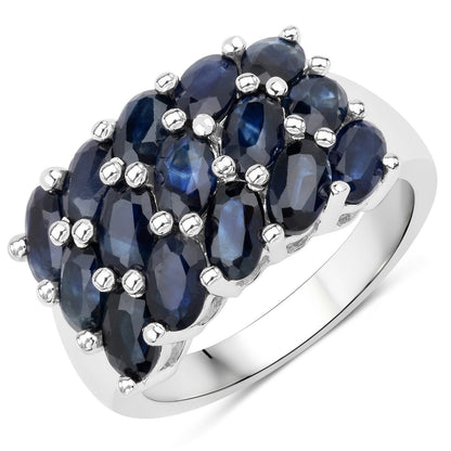Ring with 3.30 carat blue sapphire cluster in .925 sterling silver band by Bids.com on Tampa Home & Garden Store