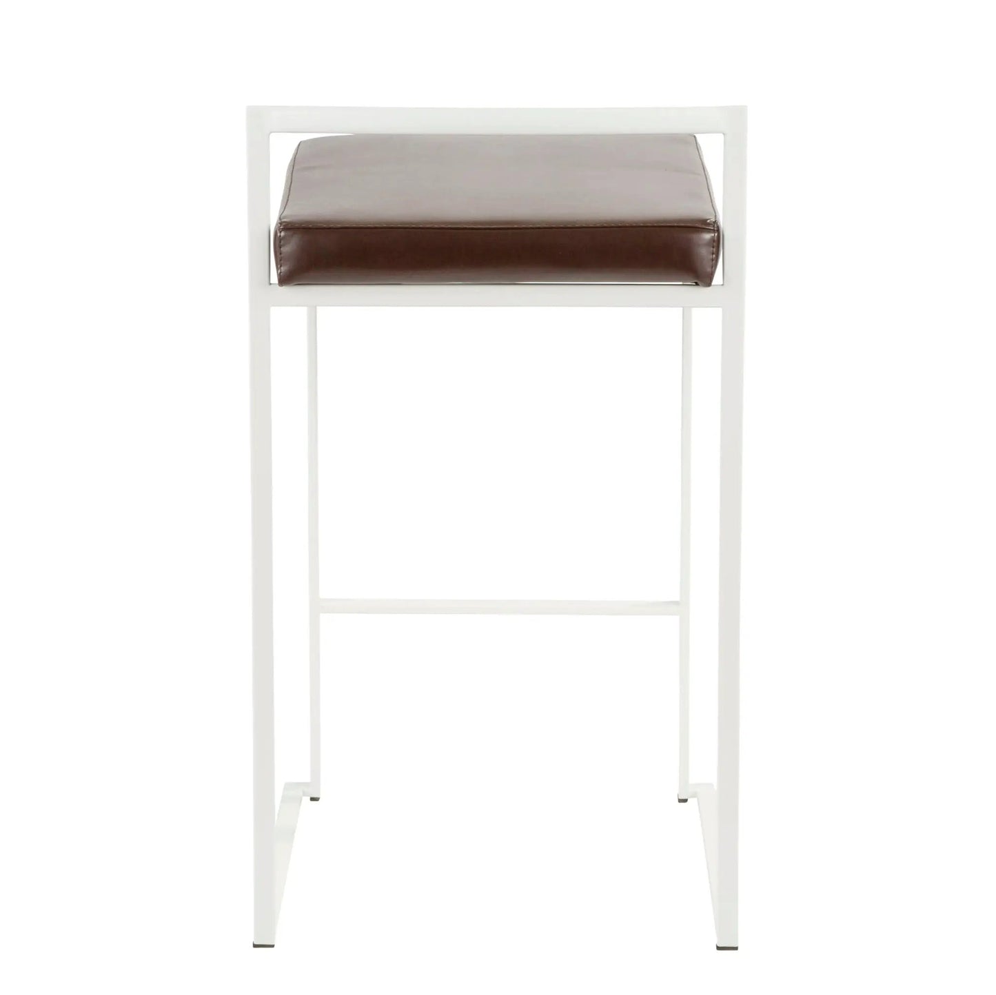 Fuji Simple Elegance Contemporary Stackable Counter Stool white frame brown cushion on Tampa Home & Garden Store