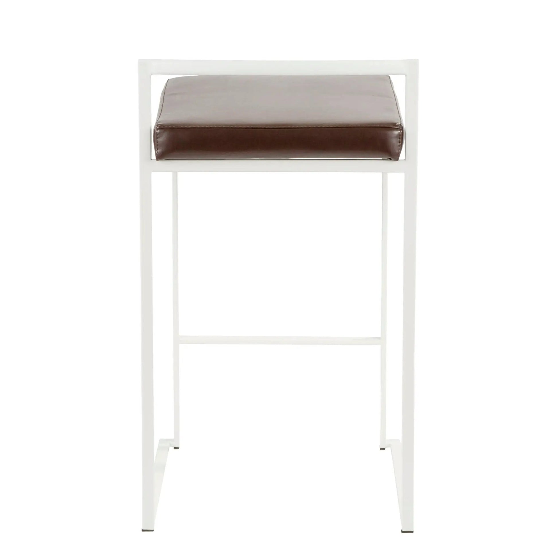 Fuji Simple Elegance Contemporary Stackable Counter Stool white frame brown cushion on Tampa Home & Garden Store
