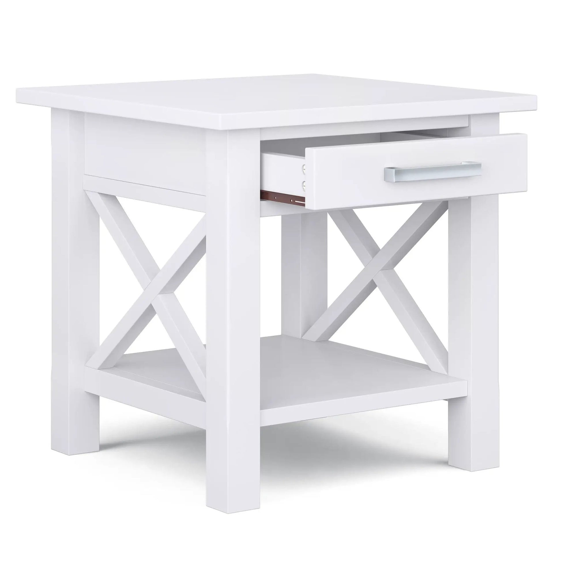 Kitchener Handcrafted Console Table in white with single drawer and X-style cross-brace legs on Tampa Home & Garden Store