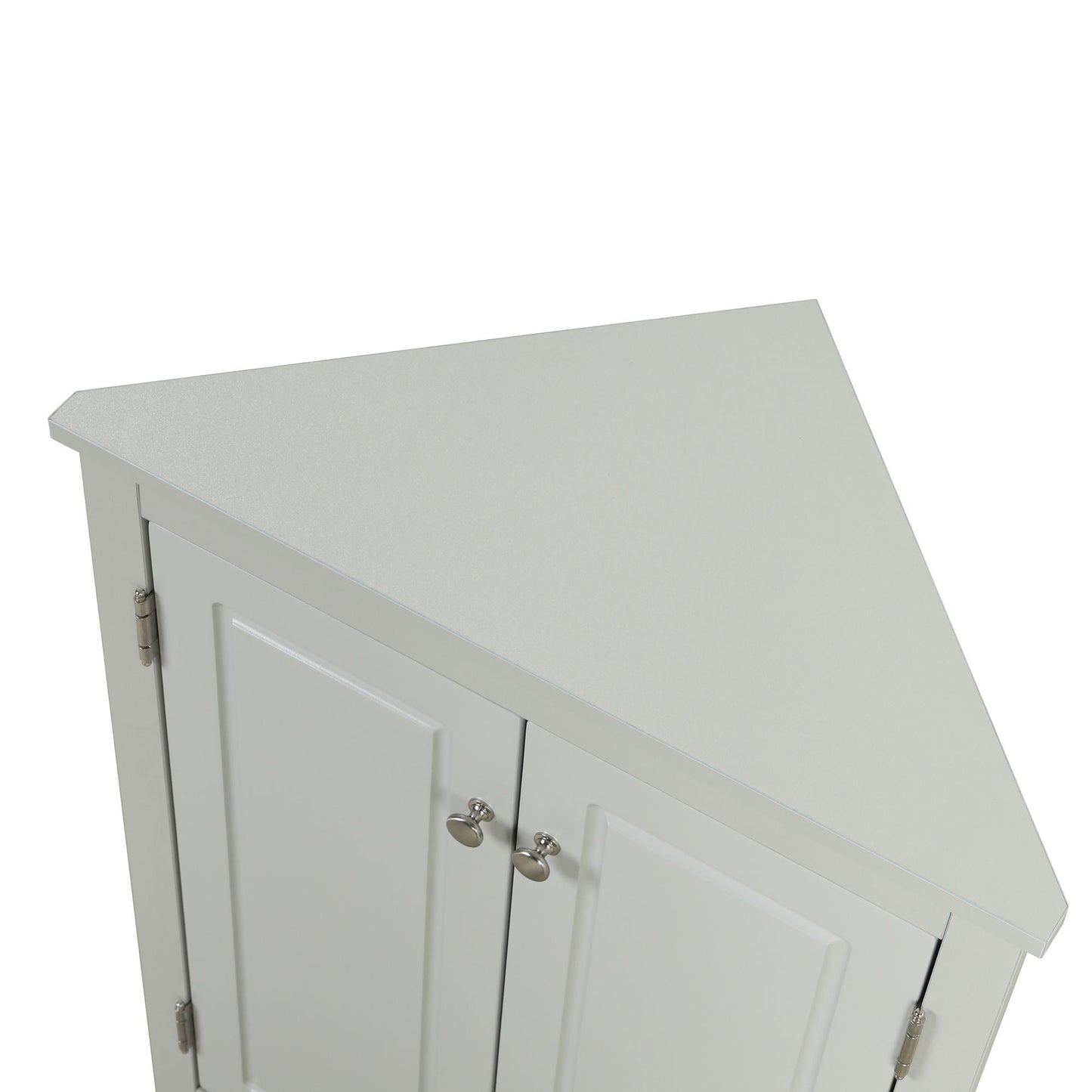 Triangle bathroom storage cabinet light gray freestanding linen cabinet with adjustable shelves on Tampa Home & Garden Store