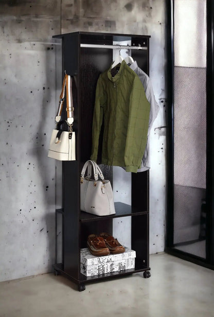 Kolen Hall Tree Espresso finish by Unique Piece Furniture with metal rod, hooks and lower shelf on Tampa Home & Garden Store