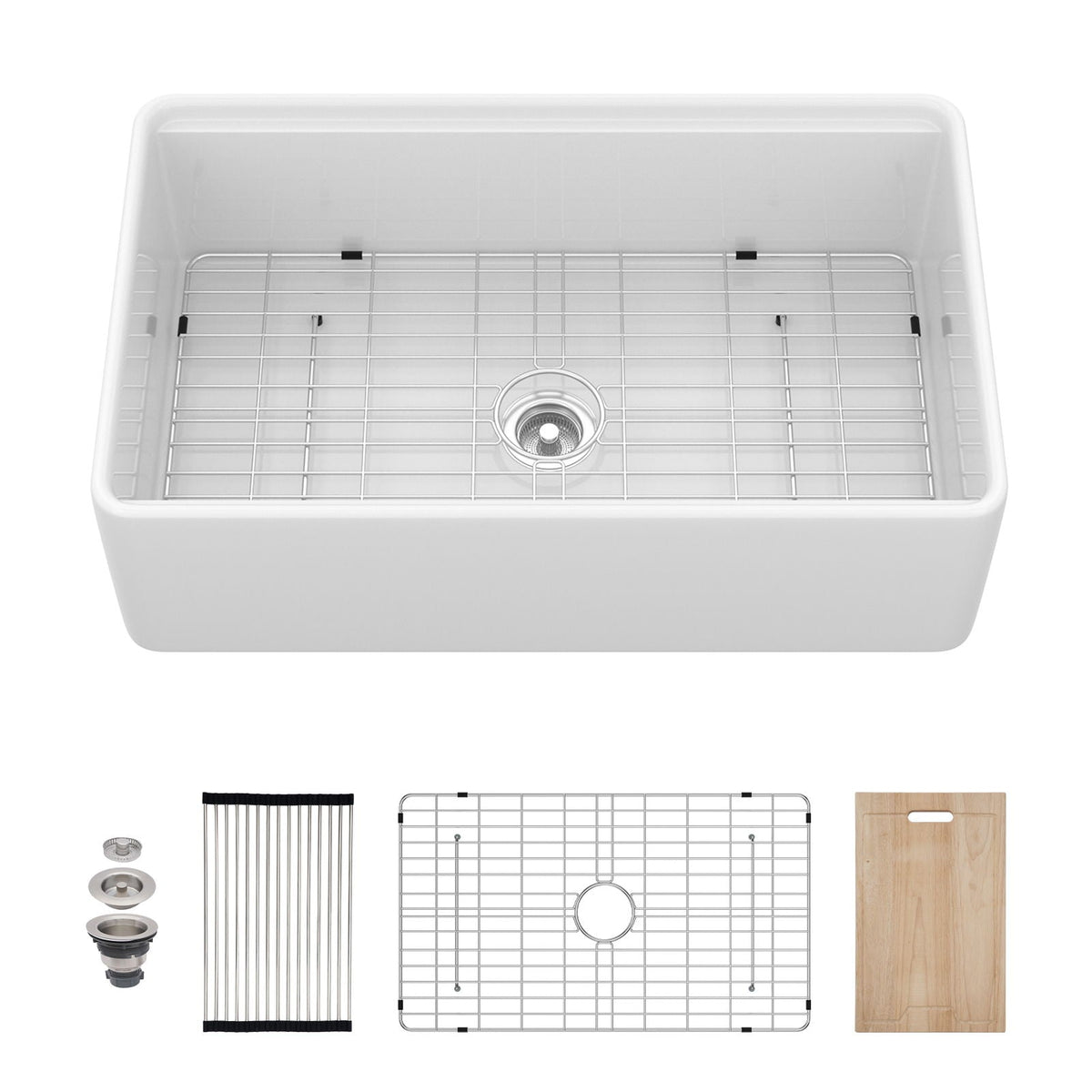 Single-bowl white undermount kitchen sink workstation by HouseOfZazla with grid rack on Tampa Home & Garden Store