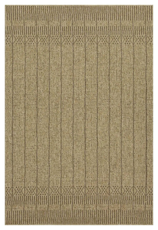 Earth indoor/outdoor area rug with tan stripes and border by Unique Piece Furniture on Tampa Home & Garden Store