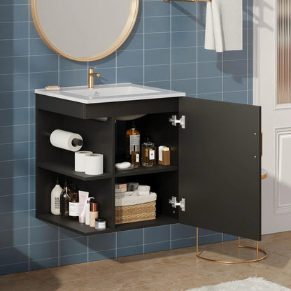 Modern Wall Mount Bath Cabinet With Side Shelf