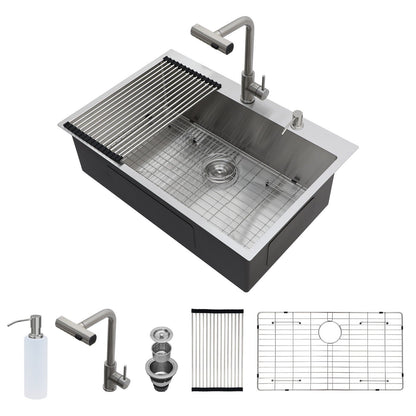 Drop In Kitchen Sink With Faucet And Dispenser