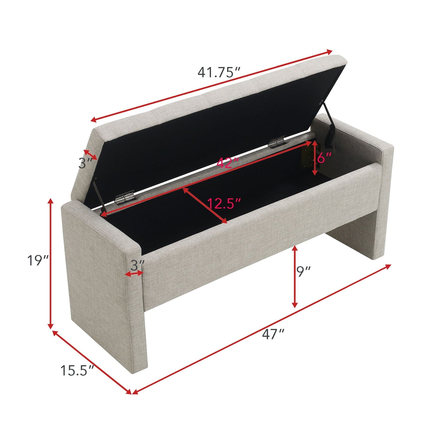 Modern Upholstered Bed End Bench with Storage
