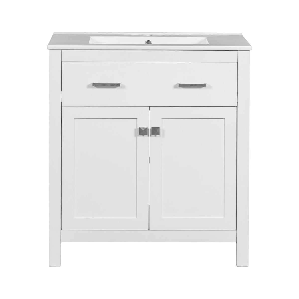 Modern bathroom vanity with ceramic sink, white finish, soft-close doors HouseOfZazla on Tampa Home & Garden Store