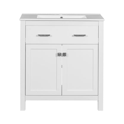 Modern bathroom vanity with ceramic sink, white finish, soft-close doors HouseOfZazla on Tampa Home & Garden Store