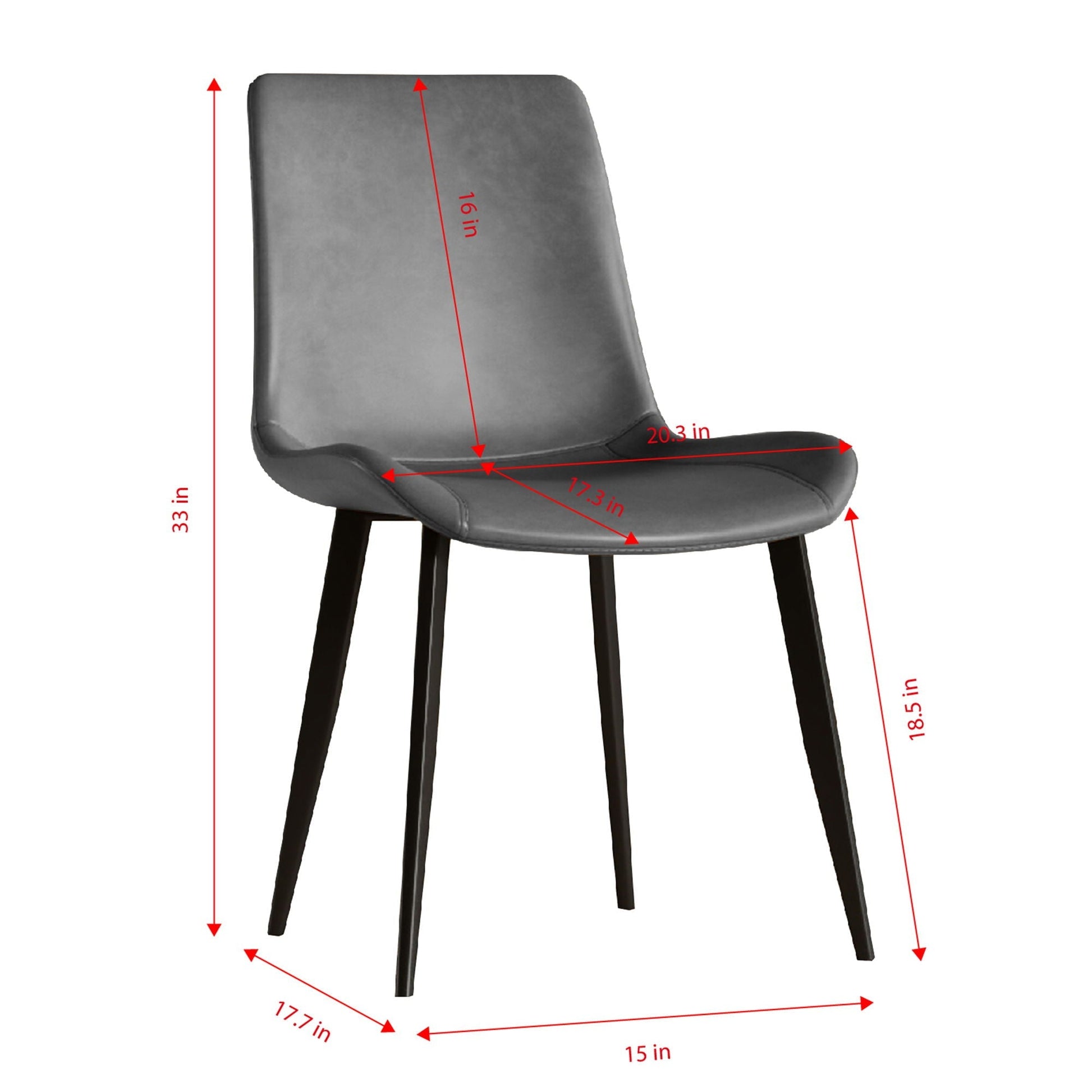Modern dining chairs 4-pack gray upholstered with black legs, HouseOfZazla ergonomic kitchen set on Tampa Home & Garden Store