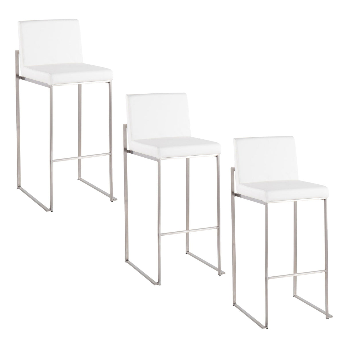 White upholstered high-back barstool set with chrome frames, 3 stools HouseOfZazla on Tampa Home & Garden Store
