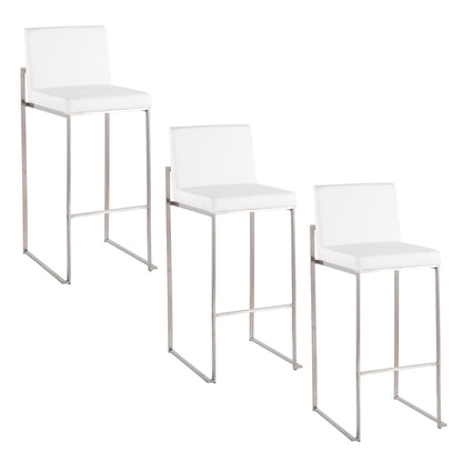 White upholstered high-back barstool set with chrome frames, 3 stools HouseOfZazla on Tampa Home & Garden Store